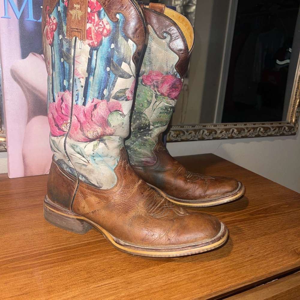 Women’s Tin Haul Cactilicious Boots With Looking Sharp Sole Handmade Size 10
